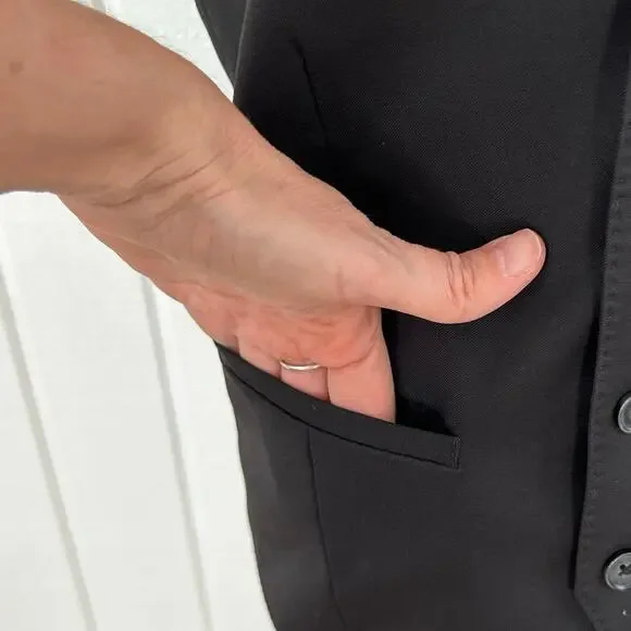 Express Black Tailored Vest Women Y2K Button Front Waistcoat Career Size S - Picture 2 of 8